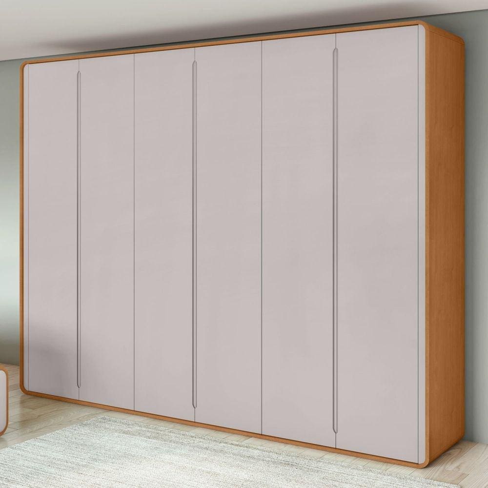 Guarda-roupa Casal Loop 6 Portas Amêndoa Clean/Off White