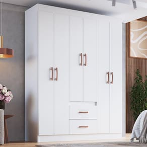 Guarda-roupa 30206 6 Portas 2 Gavetas Rivera Branco