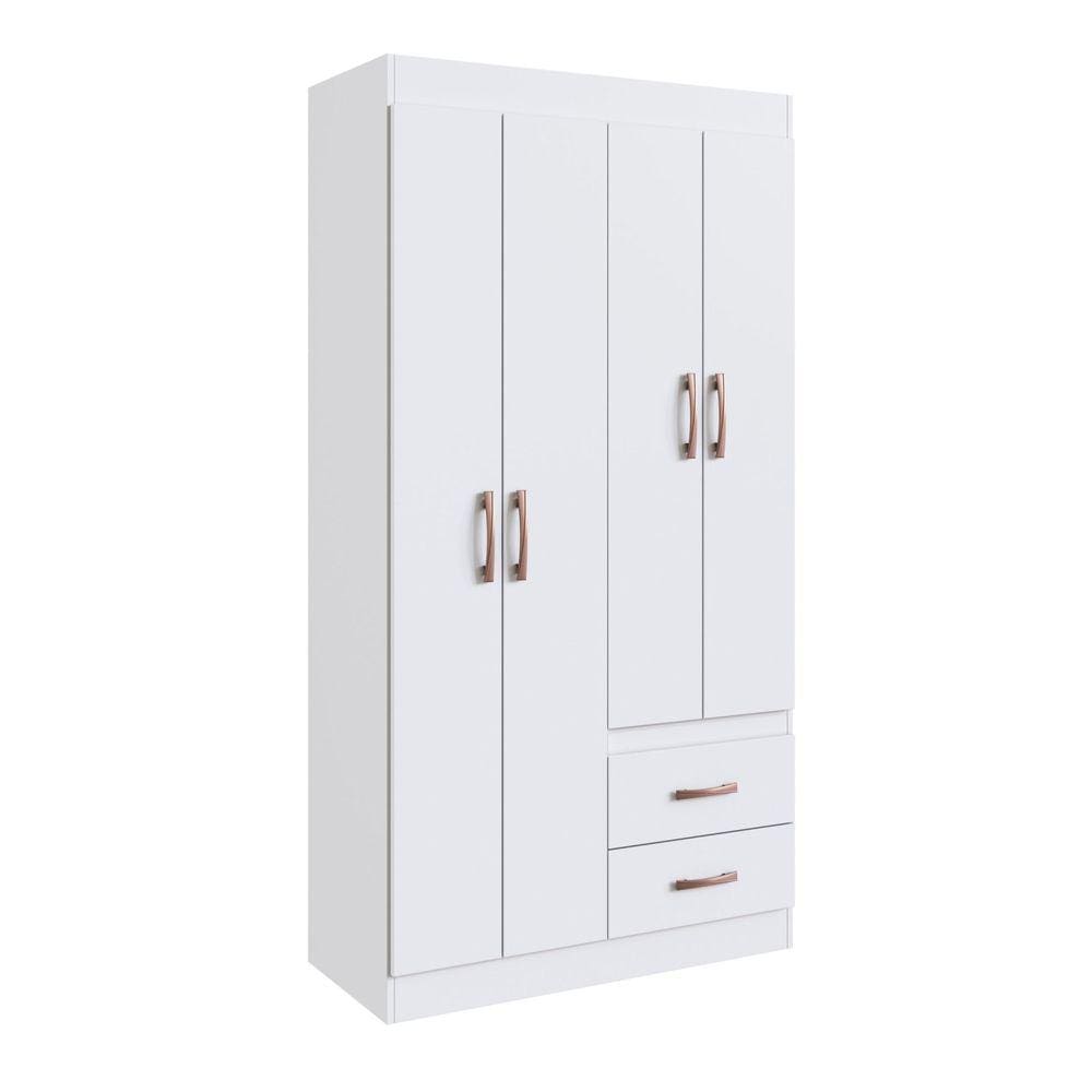 Guarda-roupa 30204 4 Portas 2 Gavetas e 2 Prateleiras Rosário Branco