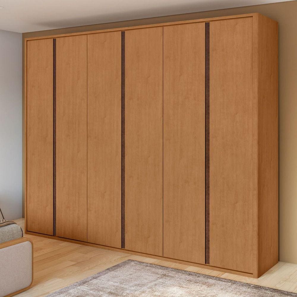 Guarda-roupa Casal Leder 6 Portas Amêndoa Clean