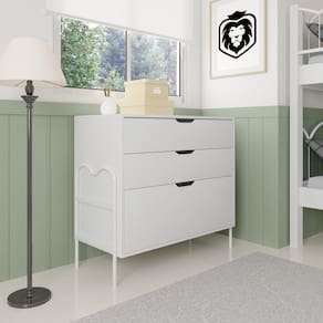 Cômoda Moderna 3 Gavetas 94x79cm Oasis Branco/Branco