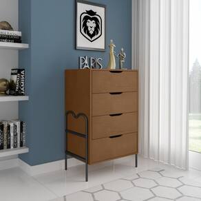 Cômoda Moderna 4 Gavetas 43x92cm Oasis Preto/Marrom