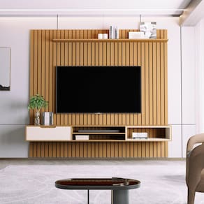 Painel para Tv até 75 Polegadas Ripado Tucumã 2.3 Marrom/Pérola