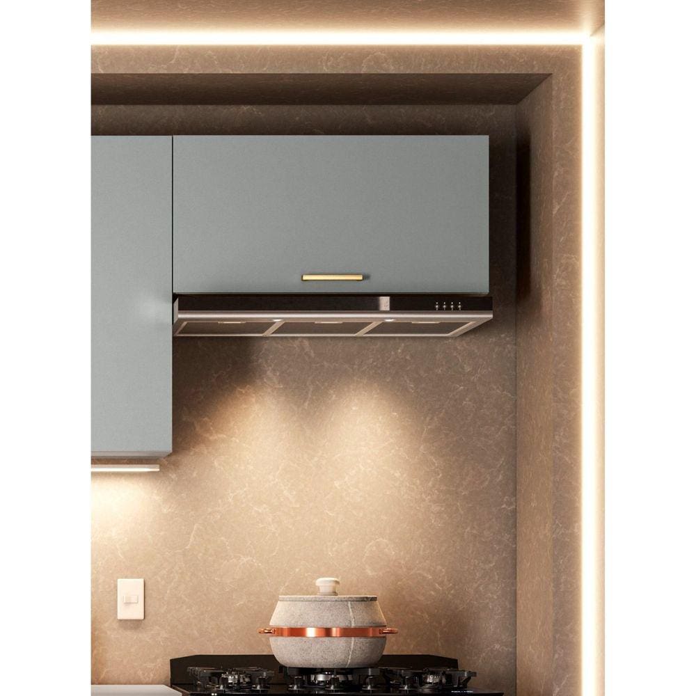 Armário Aéreo Porta Basculante 80cm 100% Mdf Essence Cinza/Gris