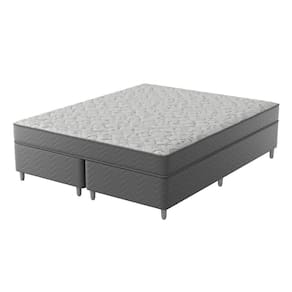 Cama Box Queen D45 Of 1,58x198x0,42 Cinza/Branco