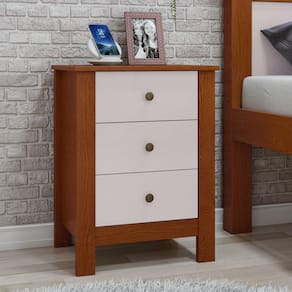 Mesa de Cabeceira 3 Gavetas Maggiore New Frassino/Off White