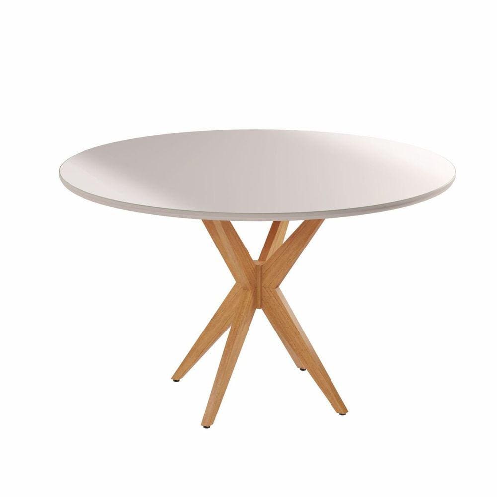 Mesa Simpatia Candian 108cm Redonda com Vidro Cinamomo/Off