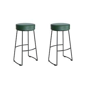 Conjunto 2 Banquetas Nice em Aço Industrial Yescasa Preto / Verde Musgo