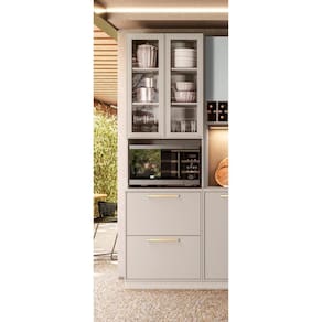 Paneleiro Torre Quente 3 Portas 1 Gaveta 230cm de Altura 1 Nicho para Forno 100% Mdf Essence Cinza