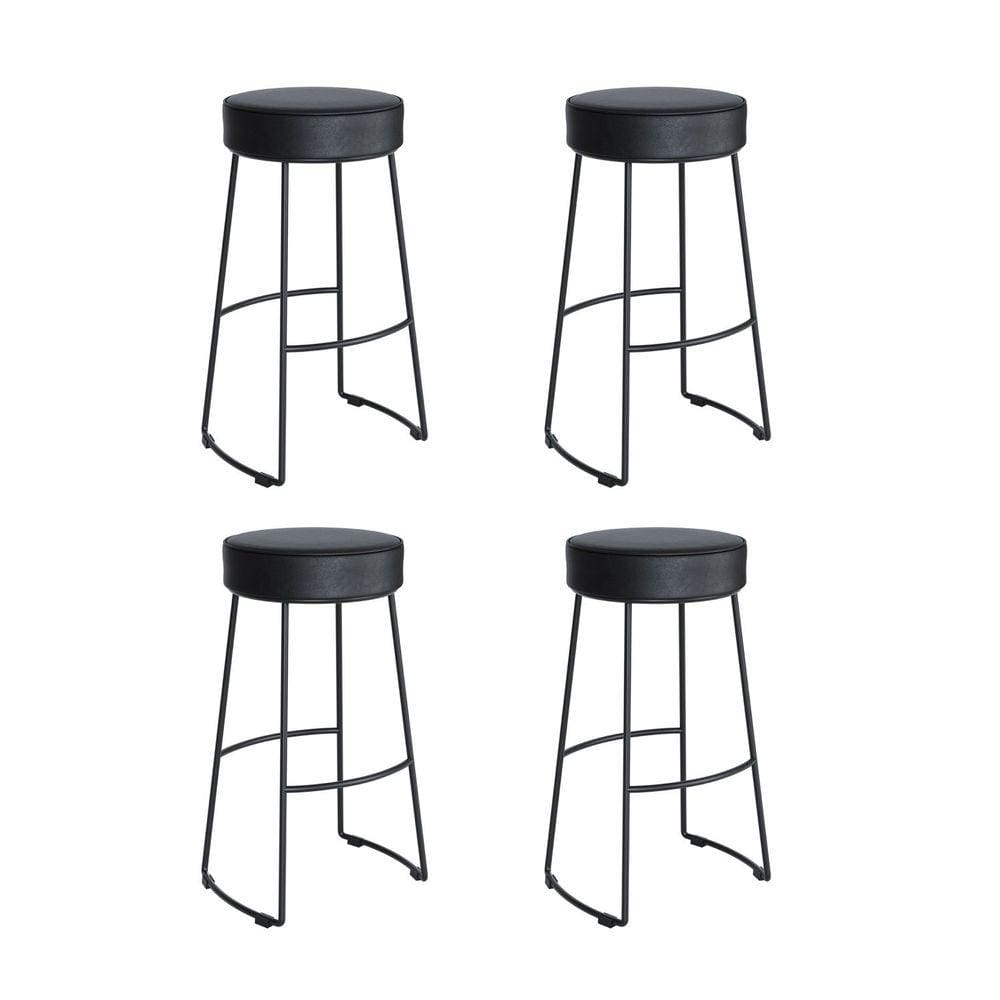 Conjunto 4 Banquetas Nice em Aço Industrial Yescasa Preto/Preto