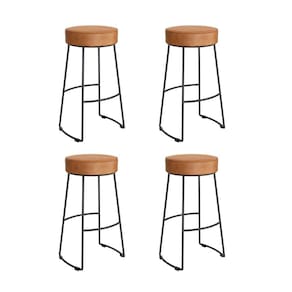 Conjunto 4 Banquetas Nice em Aço Industrial Yescasa Preto/ Caramelo