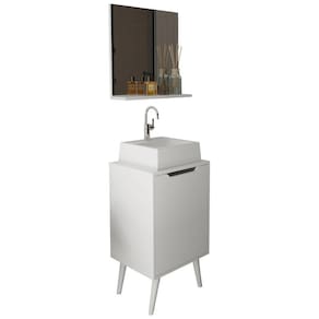 Conjunto Para Banheiro Gabinete Com Cuba e Espelheira Branco BN3630x41x42 Tecno Mobili