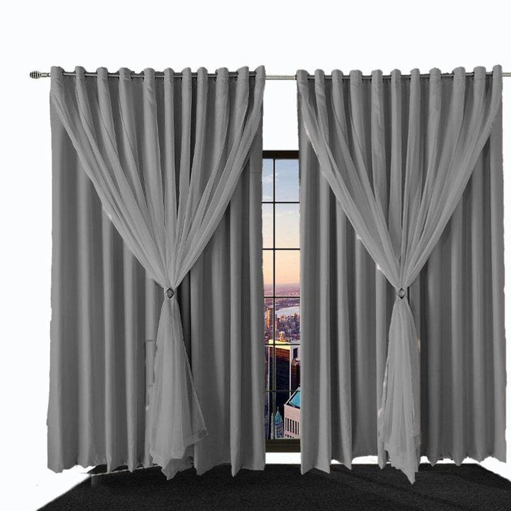 Cortina Blackout/Blecaute Ana 7,20 X 2,40 Quarto Sala Cinza
