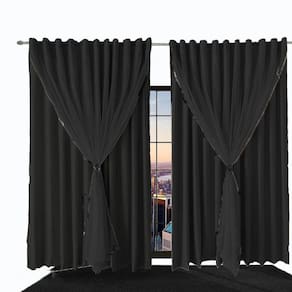 Cortina Pé Direito Ana Ilhios 5,50 X 4,30 De Varão Preto