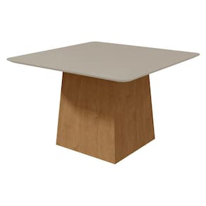 Mesa Lopas 1,30 Nevada Plus com Tampo Canto Copo Amendoa Clean/off White