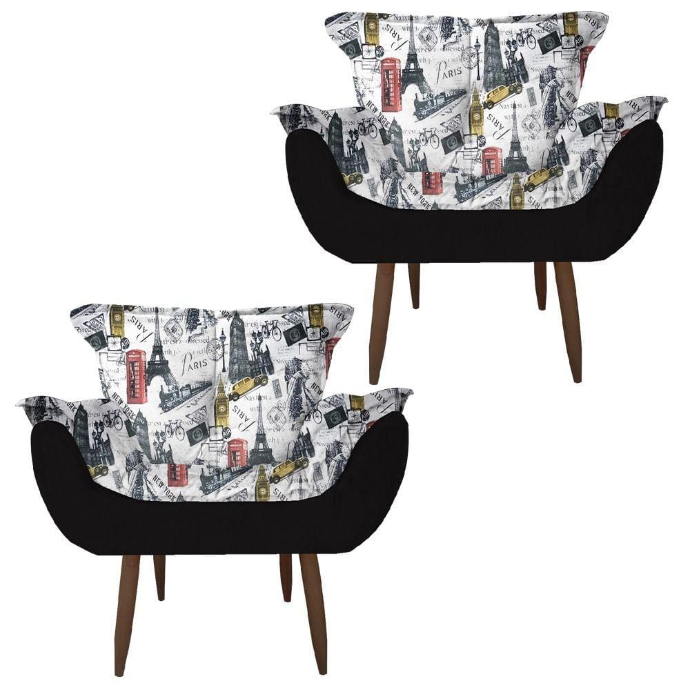 Kit 2 Poltronas Opala Decorativa Sala Quarto Escritorio Paris Vermelho