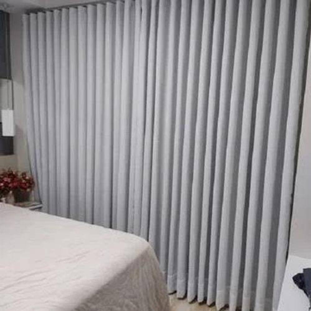Cortina Trilho Suiço Blackout Gelo Com Voil 5.40 X 2.90