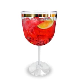Taça Borda Dourada Vinho Água Licor Gin 600Ml Transparente