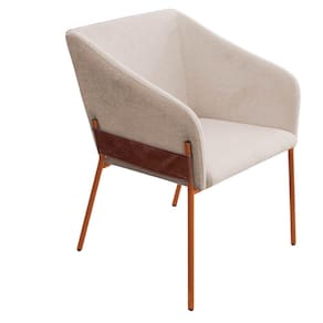 Poltrona Decorativa Jobim Pés De Ferro Bronze Bouclé Bege - Montanaris Decor