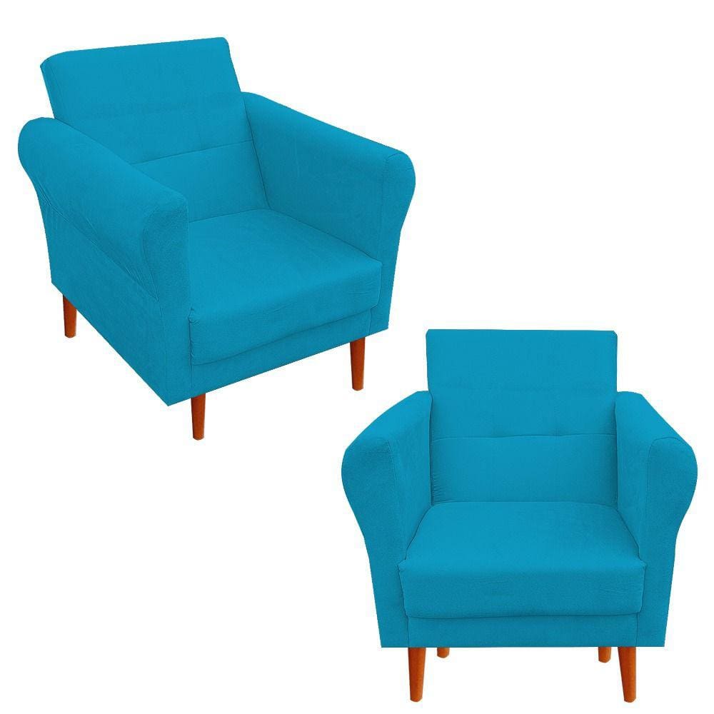 Kit 02 Poltronas Decorativas Danny Turquesa