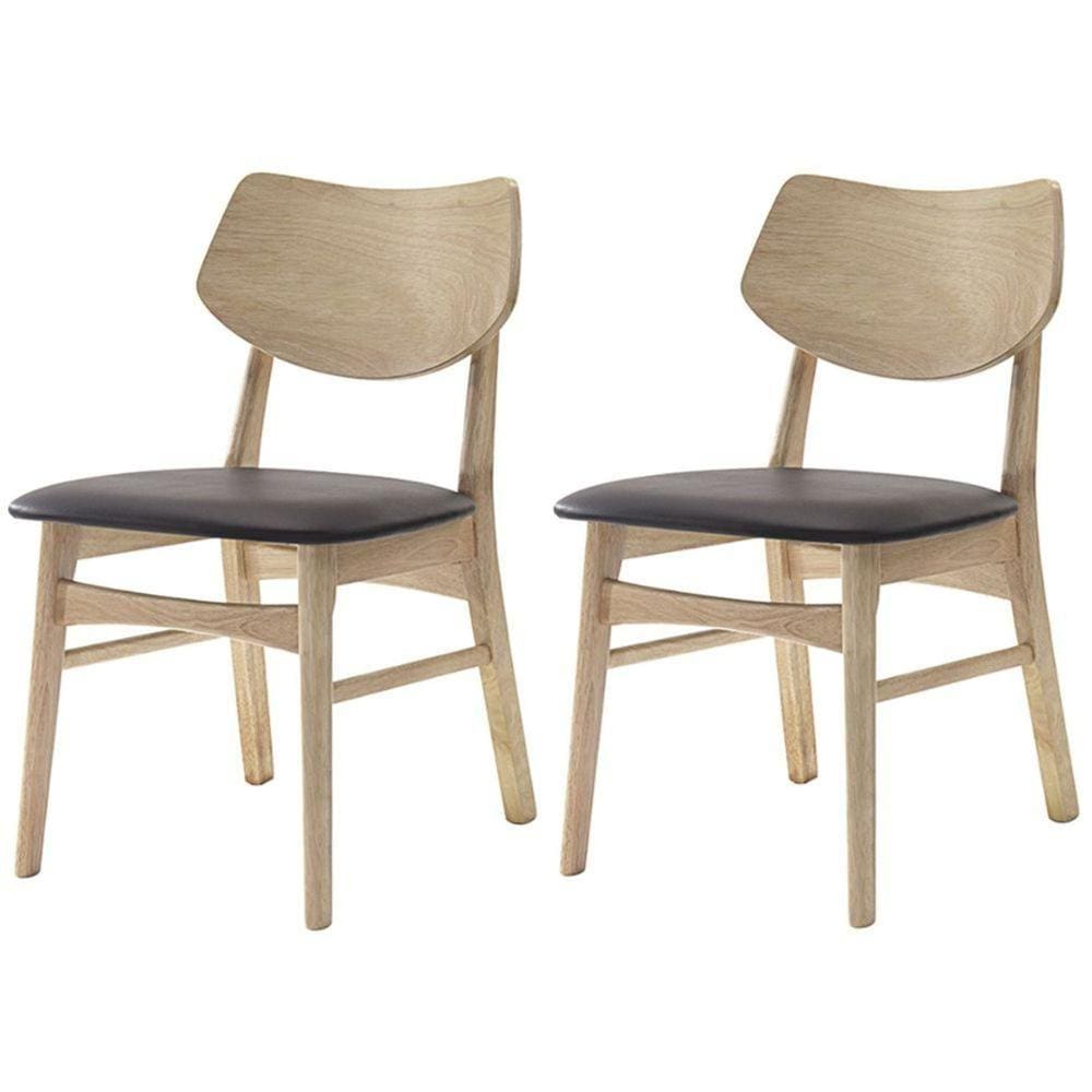 Kit 2 Cadeiras Edna Rivattis Revestida Em Pvc Preto Estrutura Em Madeira Nogueira