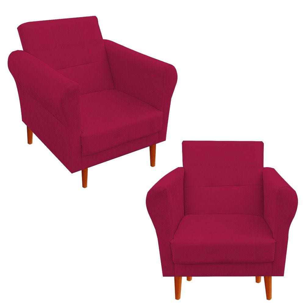 Kit 02 Poltronas Decorativas Danny Vermelho