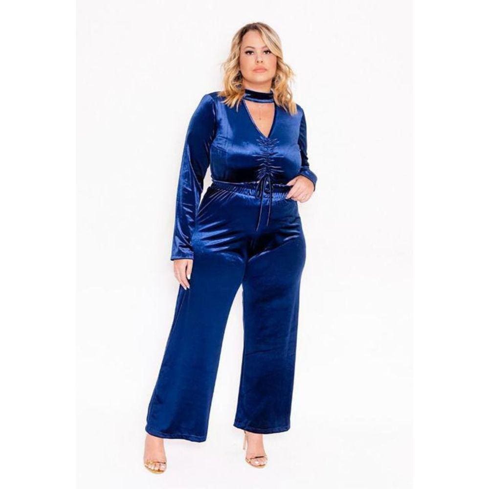 Conjunto Feminino Plus Size Veludo Brilhoso