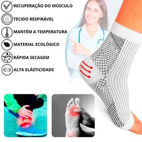 Par De Meias Ortopédicas alta Compressão Tornozelo Alivio de Dores e Inchaços - Tornozeleira Branca