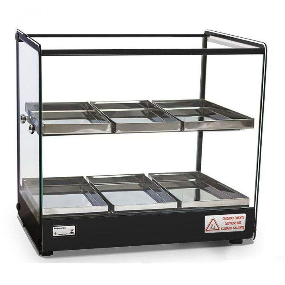 Estufa Vitrine Quadrada Dupla Para Salgados 6 Bandejas