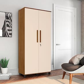 Armário Organizador Multiuso Com 2 Portas Gold - Amêndoa- Off White - Cor: Marrom