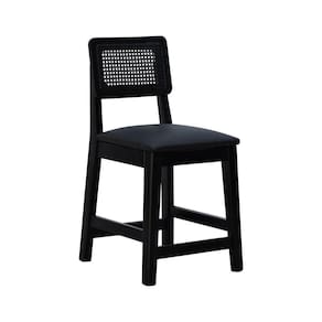Banqueta Baixa-cadeira Gabi - Preto Assento Estofado Corano Preto