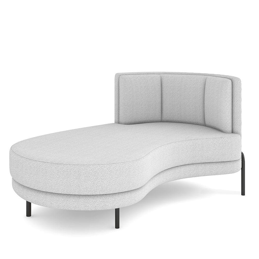 Sofá Chaise Longue Sala de Estar Living Lucca Esquerdo D02 Bouclê Branco B-53 - Lyam Decor