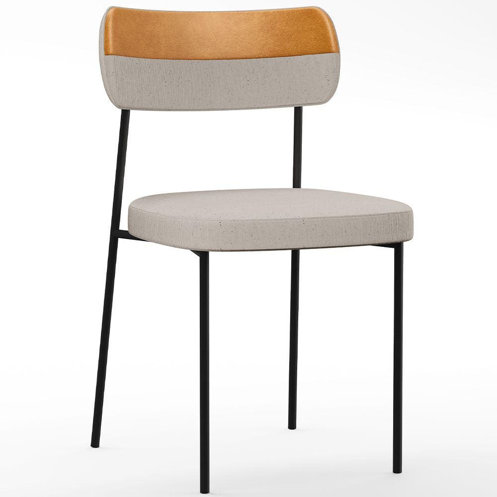 Cadeira Decorativa Estofada Para Sala de Jantar Melina L02 Linho  Cru Couríssimo Whisky - Lyam Decor