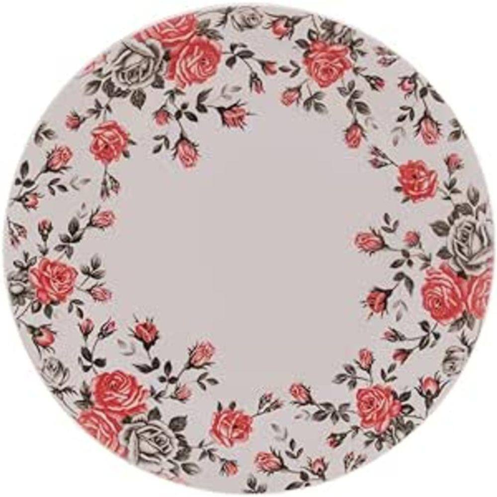 Prato para Sobremesa de Porcelana Pink Garden Raso 19,5cm -