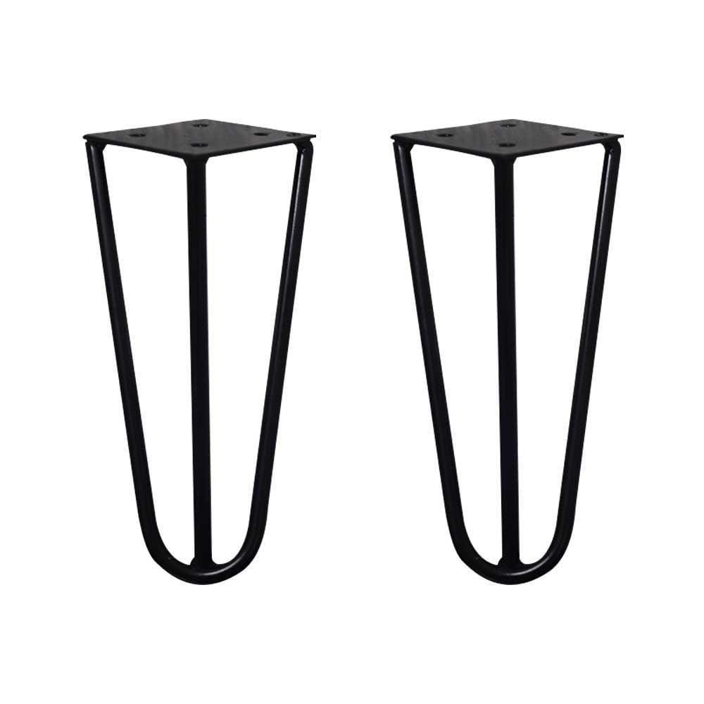 Kit 2 Pés De Metal 15 Cm Mesas De Centro Puffs Preto