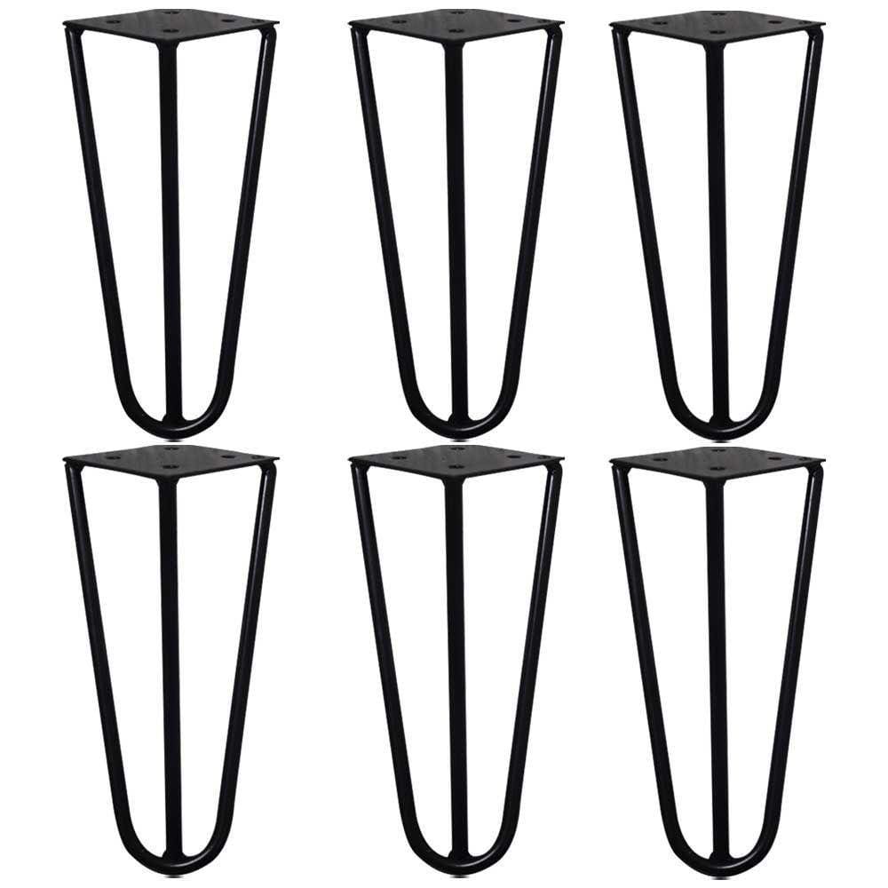 Kit 6 Pés De Metal 15 Cm Mesas De Centro Puffs Preto