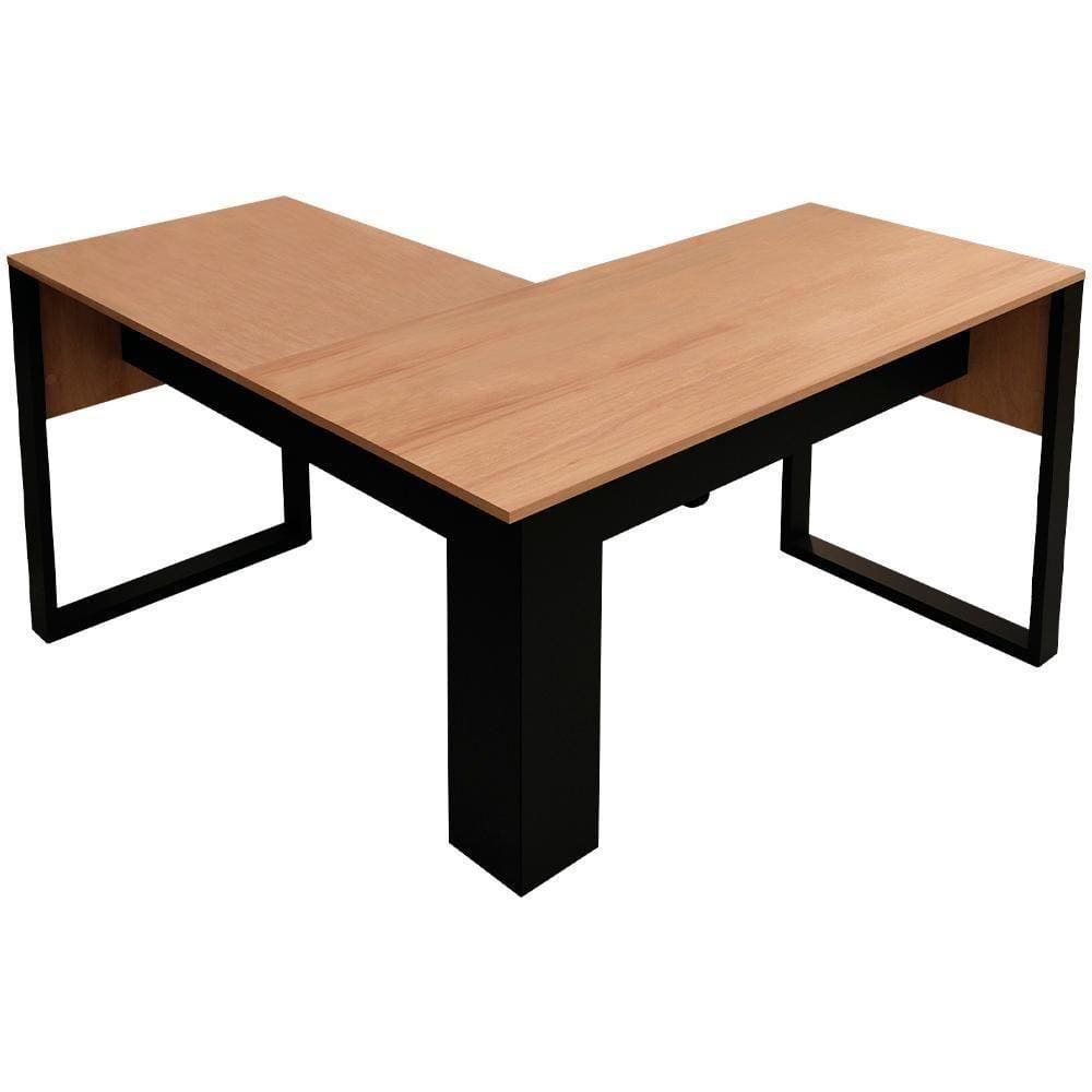 Mesa De Canto Para Escritorio Me4181 Amendoa Preto Tecno Mobili Amendoa Preto