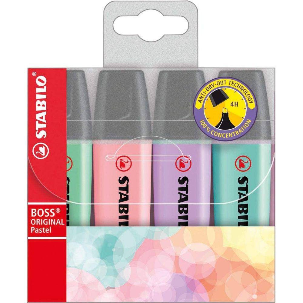 Marca Texto Stabilo Boss com 4 Cores Tom Pastel - 1099