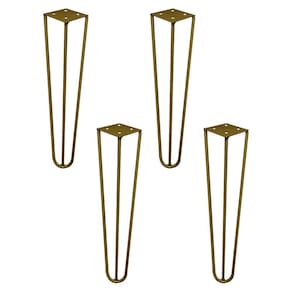 Kit 4 Pés De Metal 30 Cm Mesa De Canto Rack E Puffs Dourado