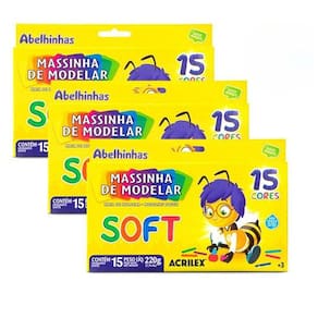 Kit Massinha De Modelar 3 Caixas - Com 15 Cores 220 Soft Acrilex 5295