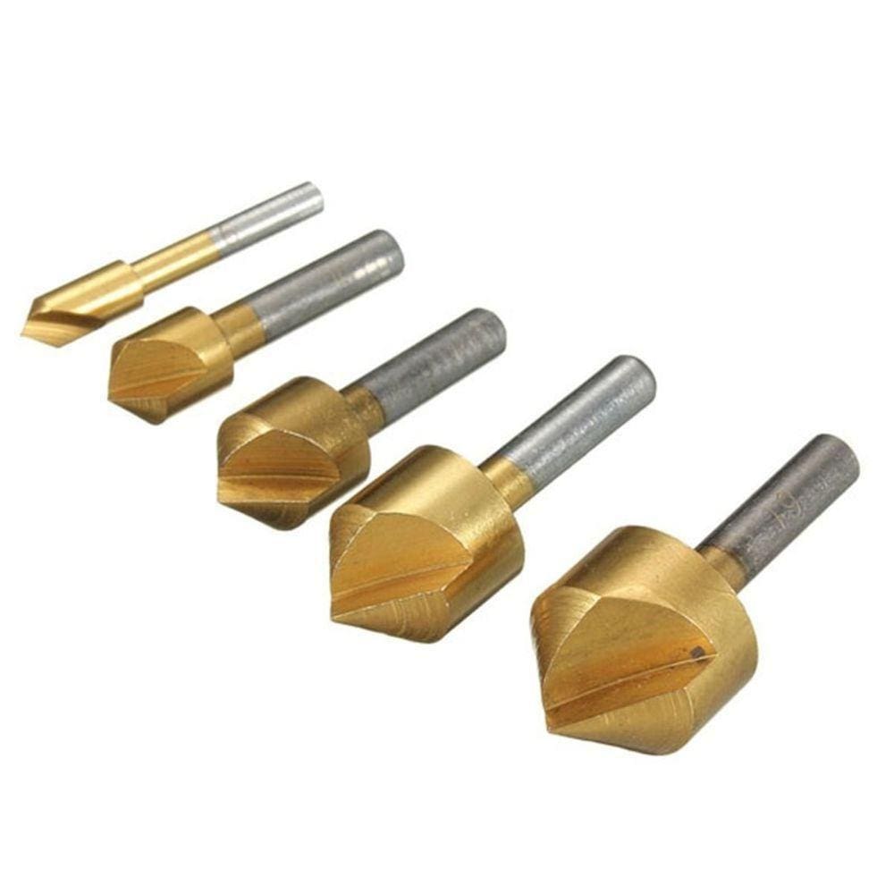 Kit 5 Broca Escariadora Conica Ferro Madeira Metal 6 A 19 Mm