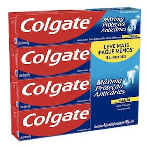 Kit 4 Creme Dental Colgate Máxima Proteção Anticáries 90g Pasta de Dente Revenda Barato
