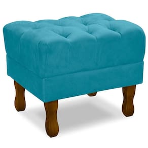Puff Puf Retro Capitone 55X44Cm Suede Azul Tif Mpassos Azul Tif