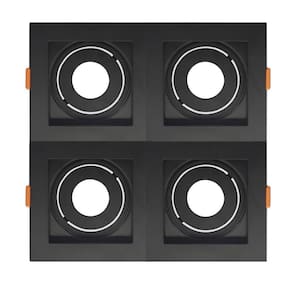 Spot De Embutir Quadrado Recuado Quadruplo Mr11 Direcionável Preto
