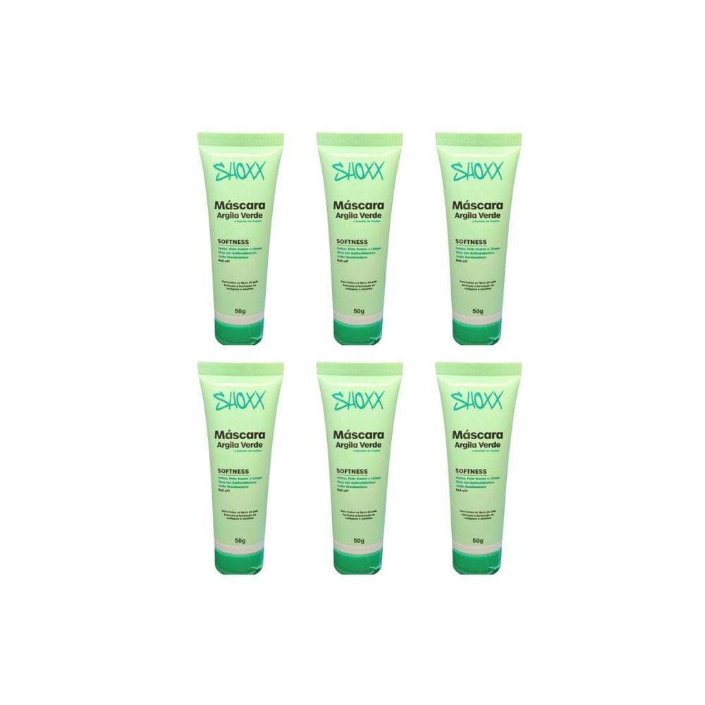 Mascara Facial Shoxx Argila Verde 50G - Kit C/6Un