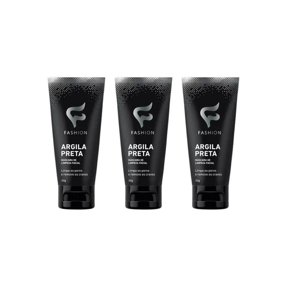 Mascara Facial Fashion Argila Preta Remove Cravos 30G - 3Un