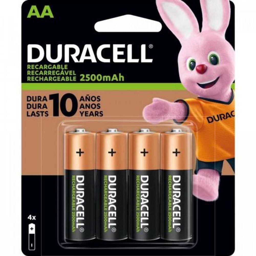 Pilha Recarregável Aa 2500mah (c/4 Pilhas) Duracell