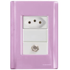 Cj Tomadas 10a E Tv Sat Coaxial Giz Rosa Tramontina Completo Pronto Tramontina