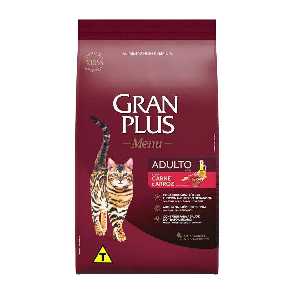 Ração Gran Plus Gatos Adultos Carne 3kg