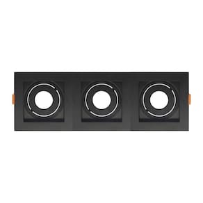 Spot De Embutir Quadrado Recuado Triplo Mr11 Direcionável Preto